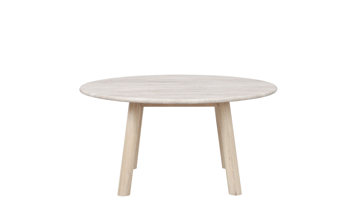 TARANSAY Sofabord Beige Travertin/Hvitpigmentert Eik - Sofabord - Sofasandmore