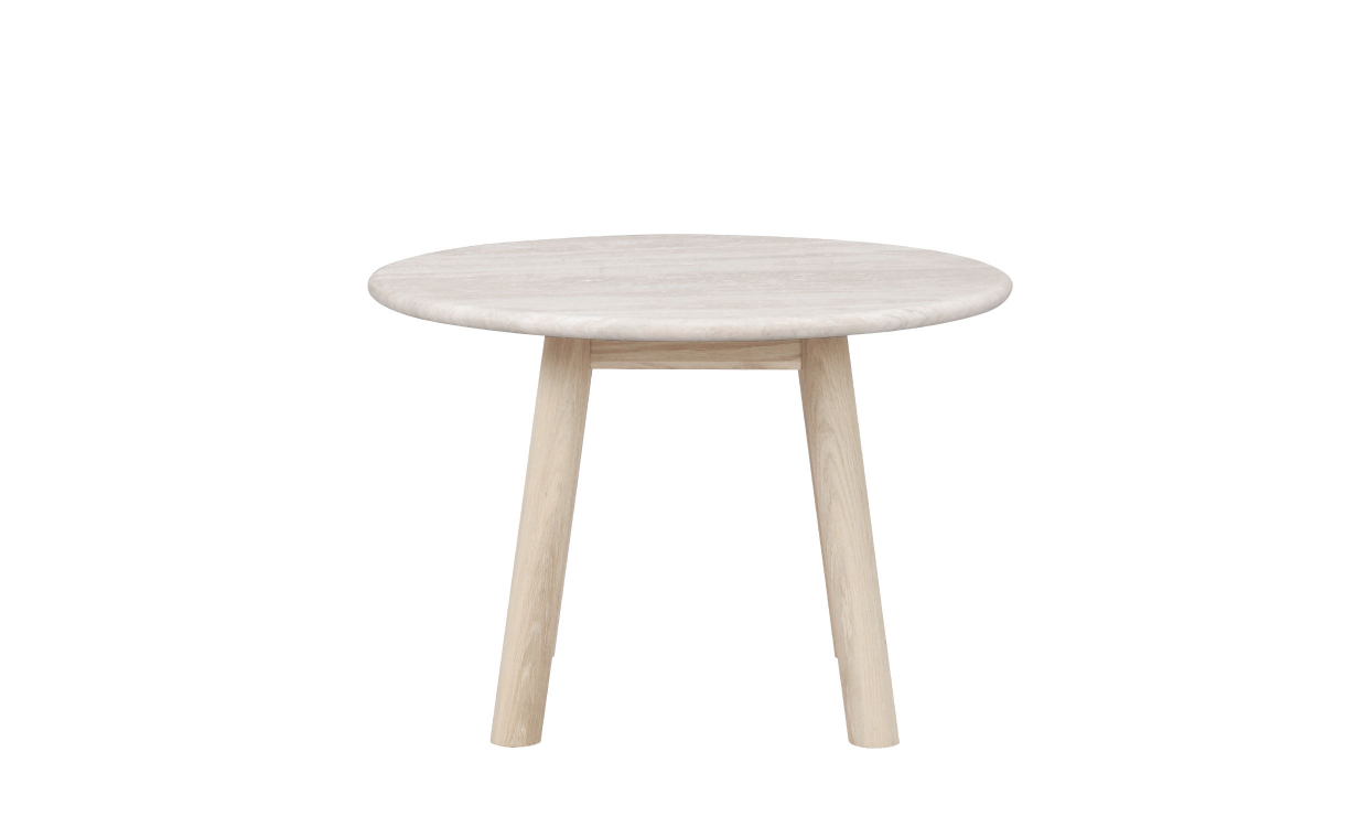 Bilde av TARANSAY Sofabord Beige Travertin/Hvitpigmentert Eik