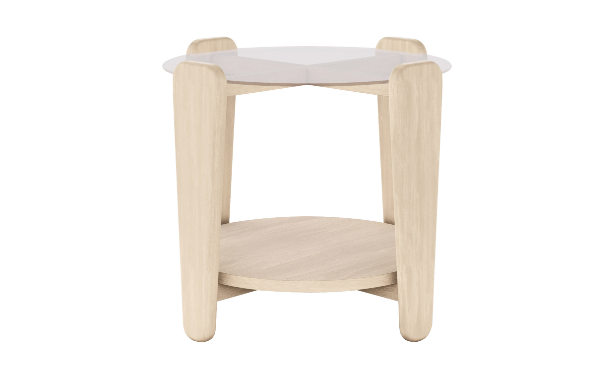 ARRAN Sofabord D52 Hvitpigmentert Eik/Glass - Sofabord - Sofasandmore
