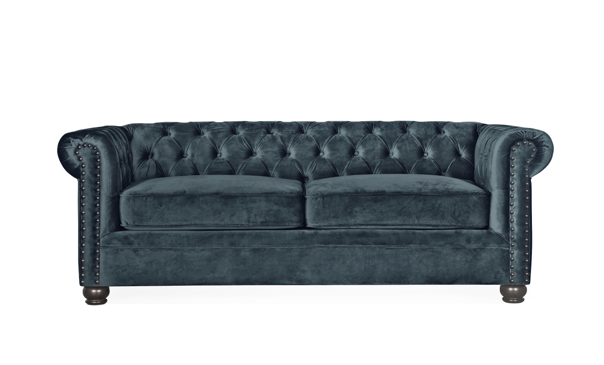 WINDSOR Chesterfield Sovesofa Fløyel Blå