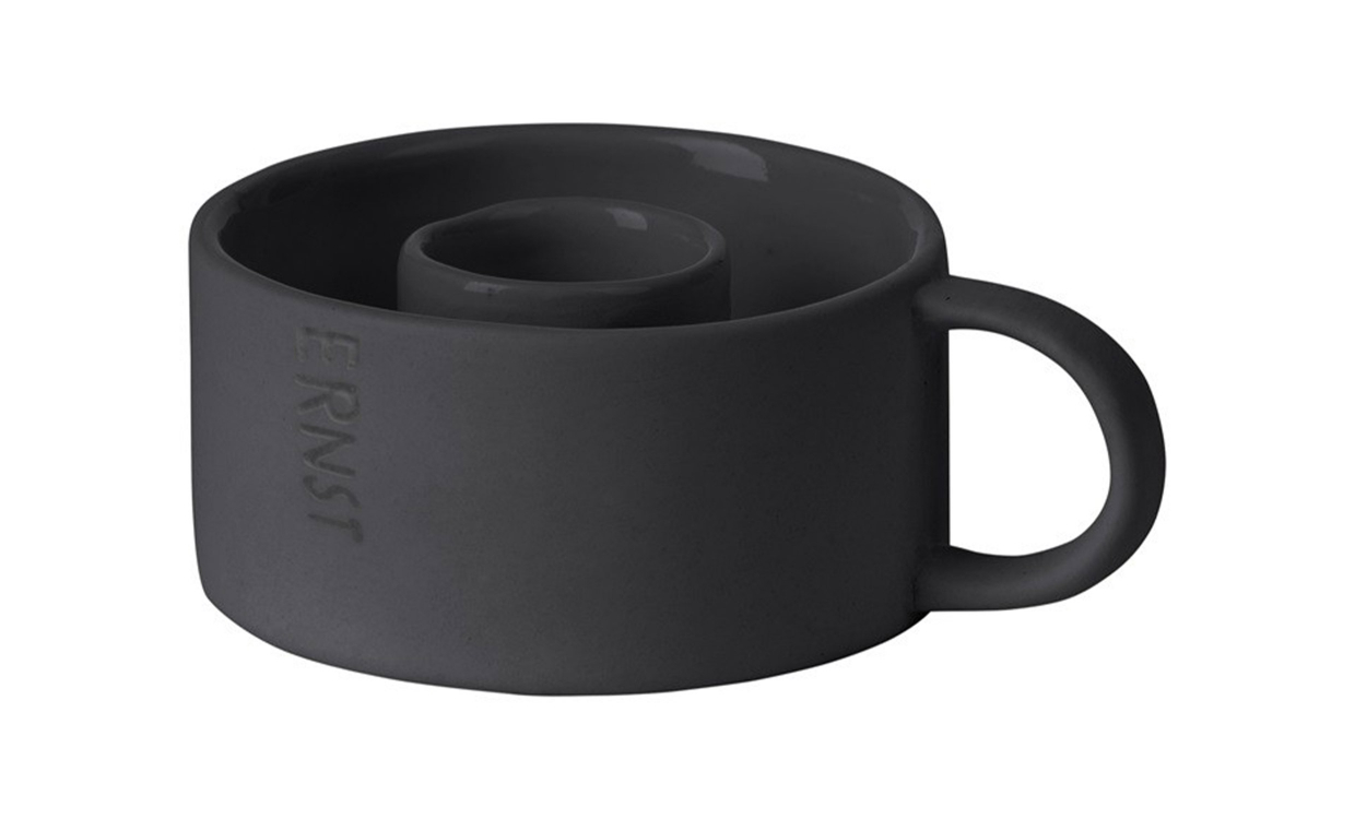 LYSESTAKE Med Øre Mørkegrå - Dekorasjon - Lysestaker og Lykter - Sofasandmore