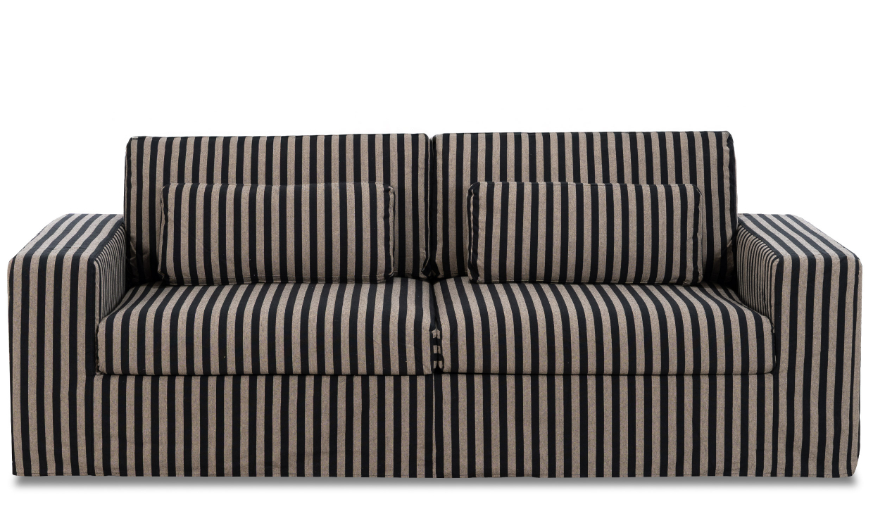 VIKELAND 3-seters sofa Stripete Beige/Svart - Sofaer - 3-seters sofaer - Sofasandmore