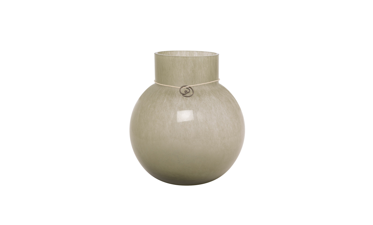 GLASSVASE Rund 14cm Grønn