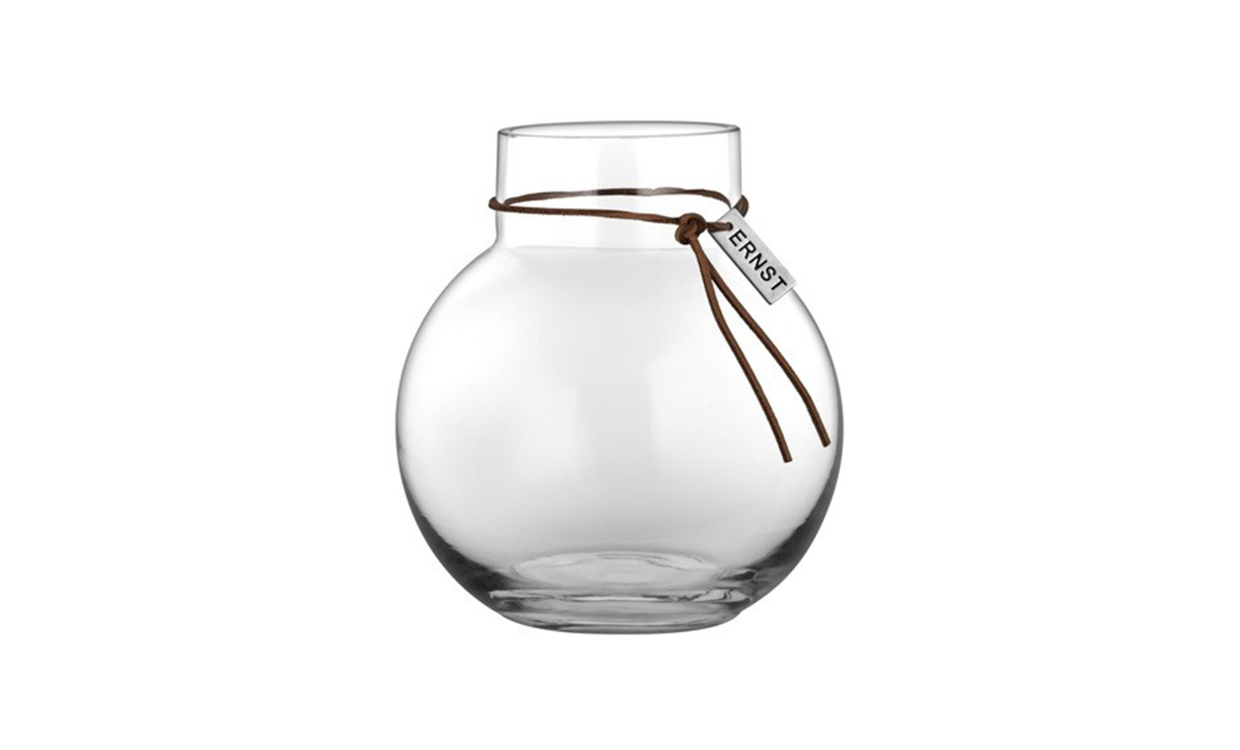 GLASSVASE Lærreim 14cm Klar - Dekorasjon - Vaser og Potter - Sofasandmore