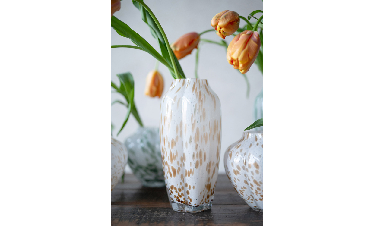 MELLA Vase Høy Hvit/Beige