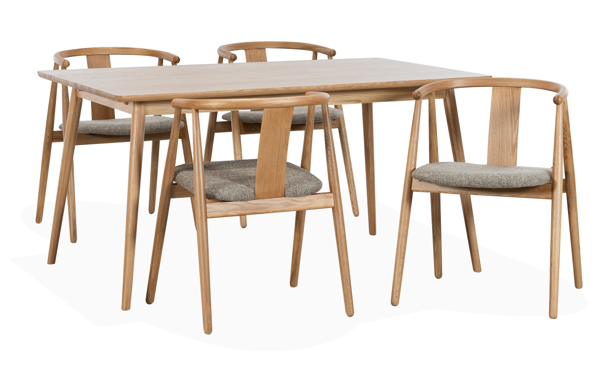 BLANCA 150/LINA Spisegruppe 4 Stoler Natur - Spisegrupper - Sofasandmore