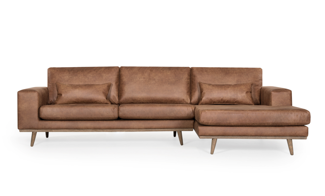 STOCKHOLM Leather Divansofa Høyre Cogna - Sofaer - Divansofaer - Sofasandmore