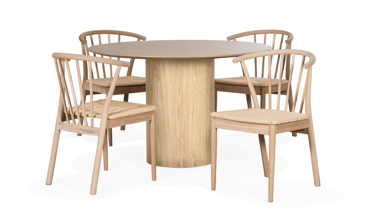 RIBERA/NINNI Spisegruppe 4 Stoler Natur - Spisegrupper - Spisegruppe 4 Stoler - Sofasandmore