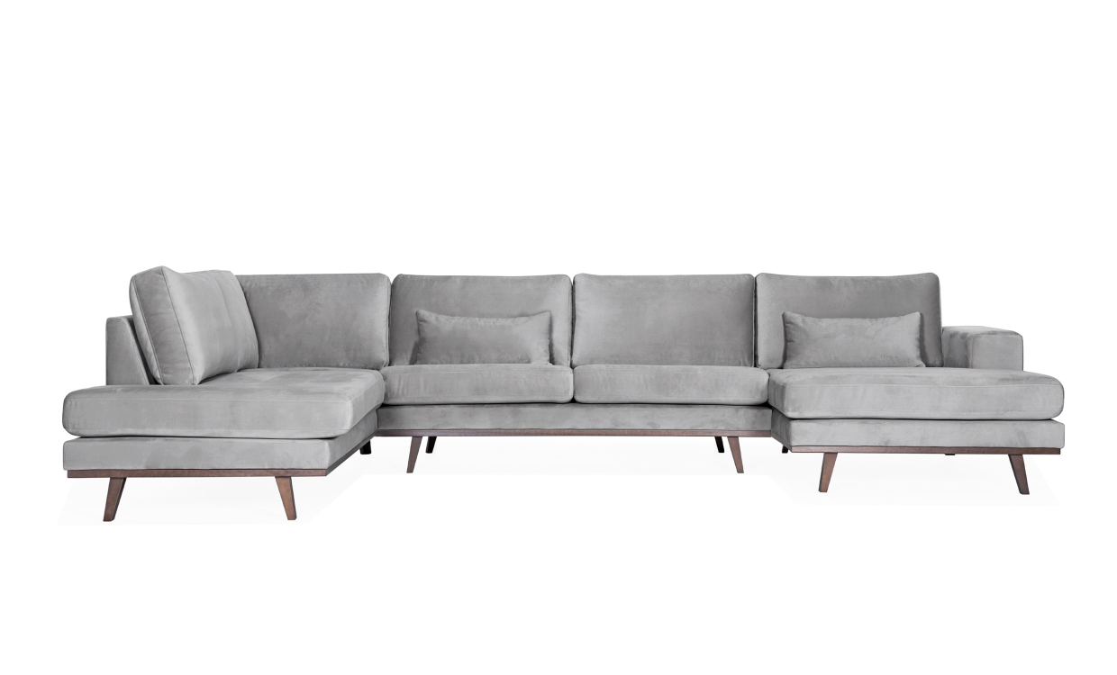 STOCKHOLM U-sofa Left Velvet Edition Lys grå