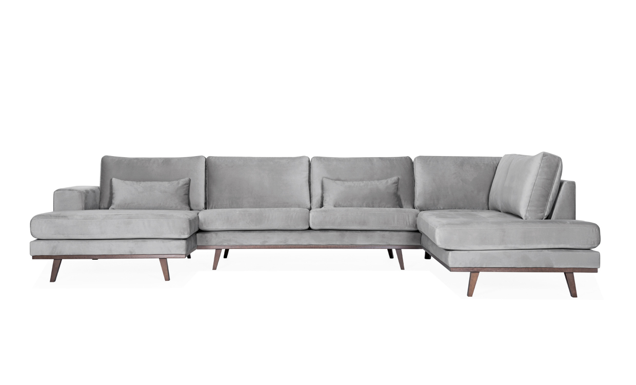 STOCKHOLM U-sofa Høyre Velvet Edition Lys grå