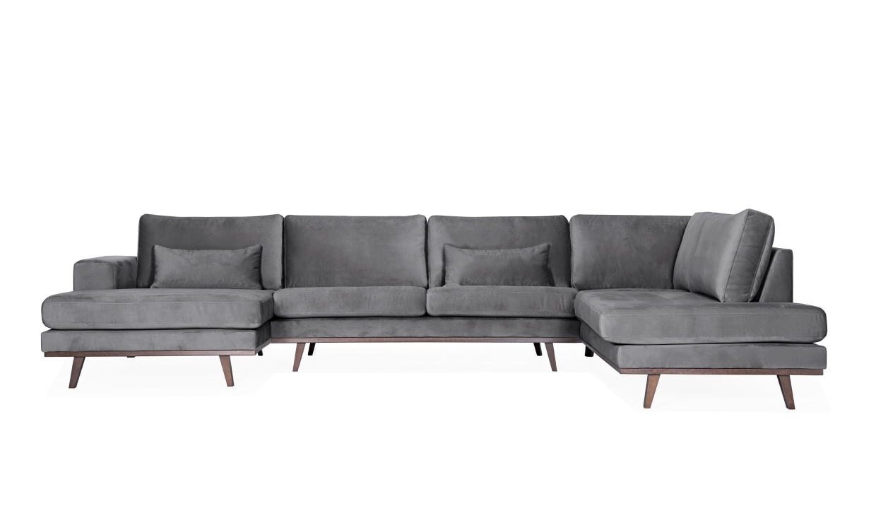 STOCKHOLM U-sofa Høyre Velvet Edition Mørk grå