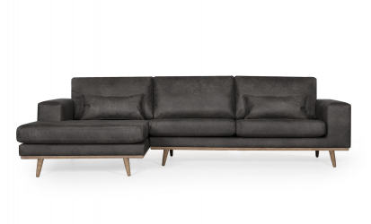 STOCKHOLM Leather Divansofa Venstre Antrasitt