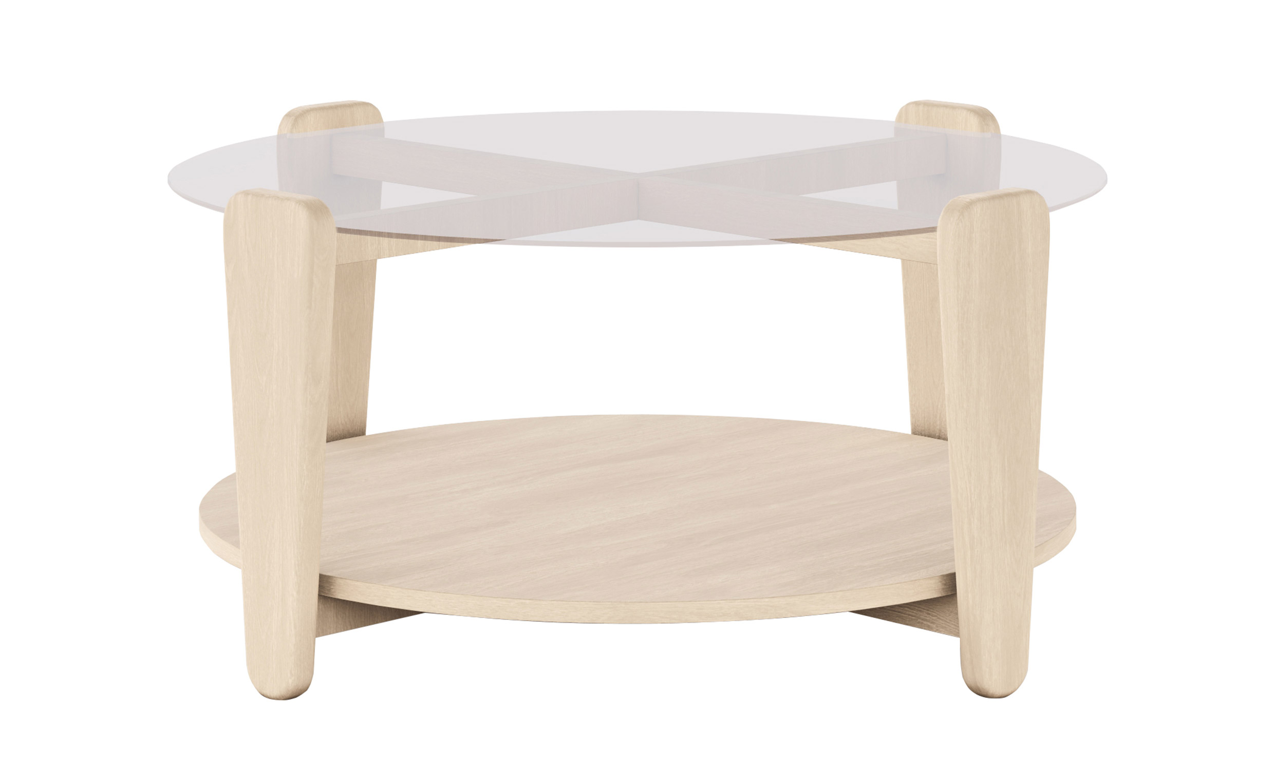 ARRAN Sofabord D93 Hvitpigmentert Eik/Glass