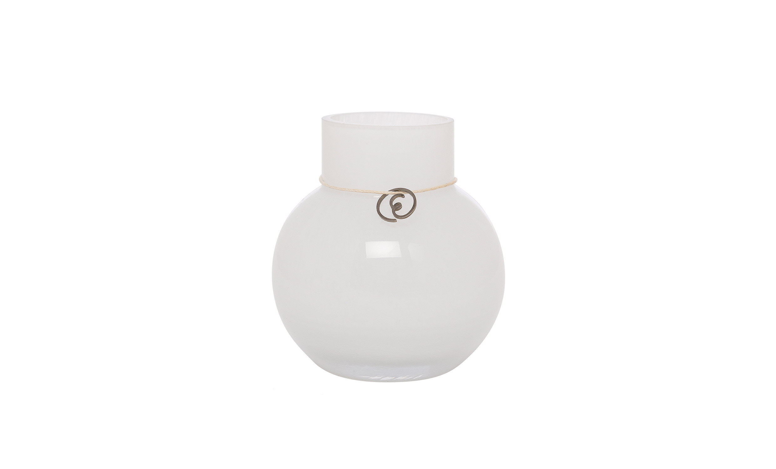 GLASSVASE Rund 10cm Hvit