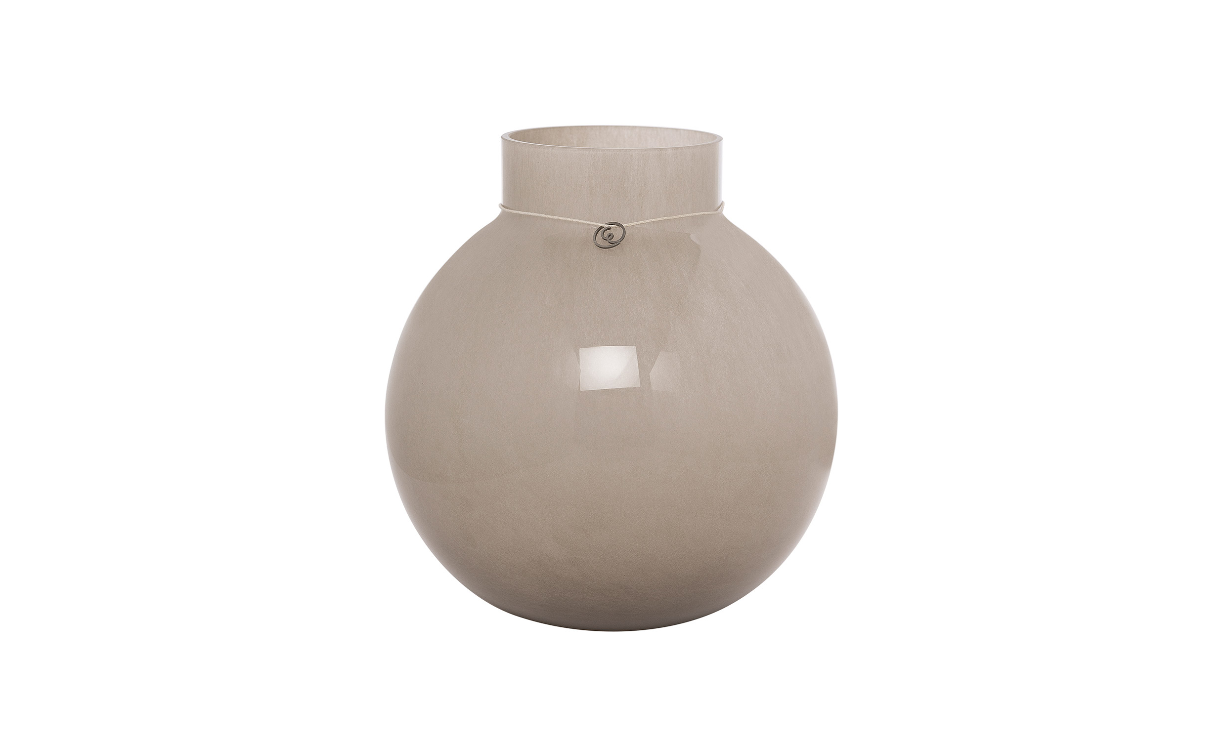 GLASSVASE Rund 22cm Beige