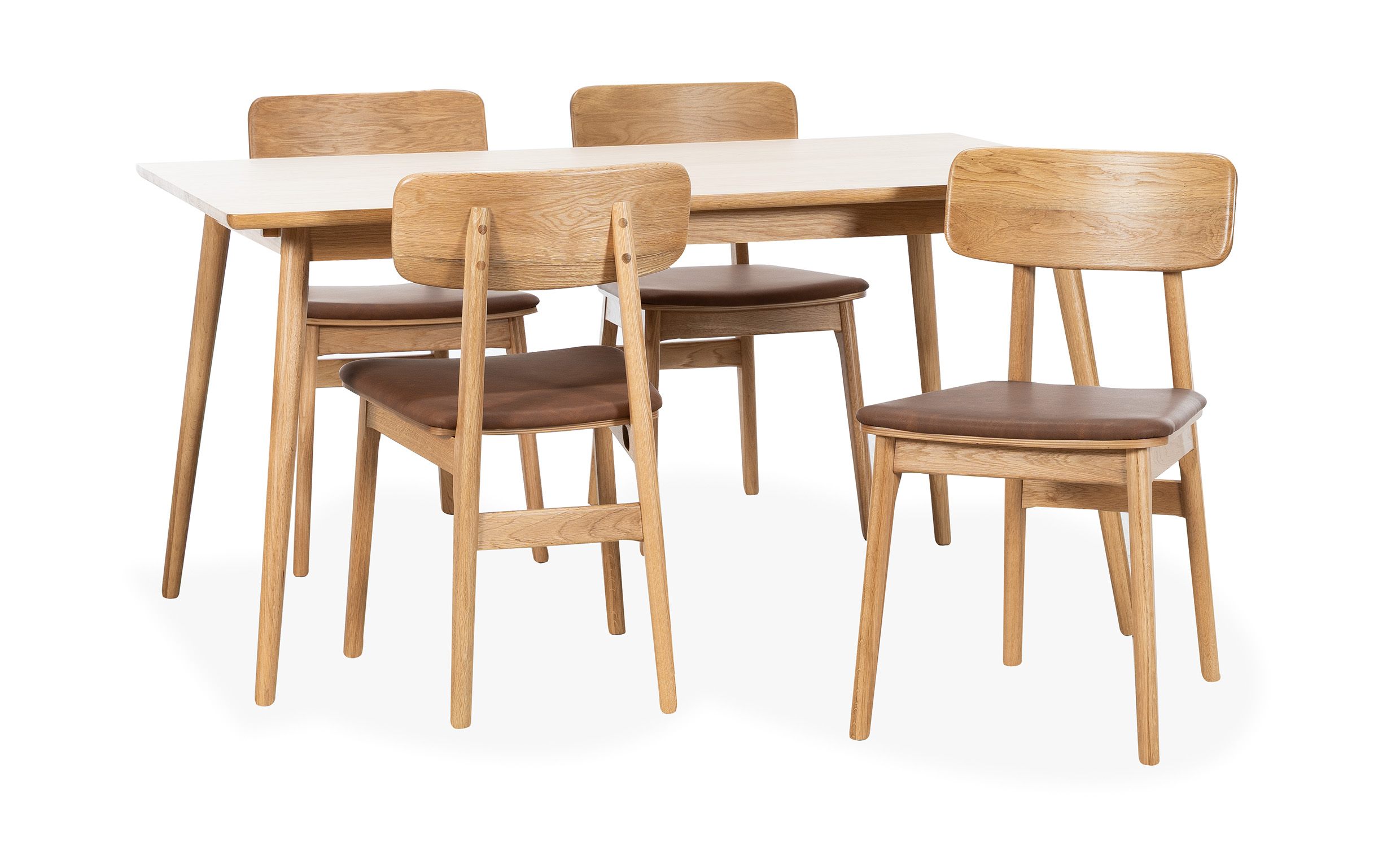 BLANCA 150/LINO Spisegruppe 4 Stoler Eik/Brun