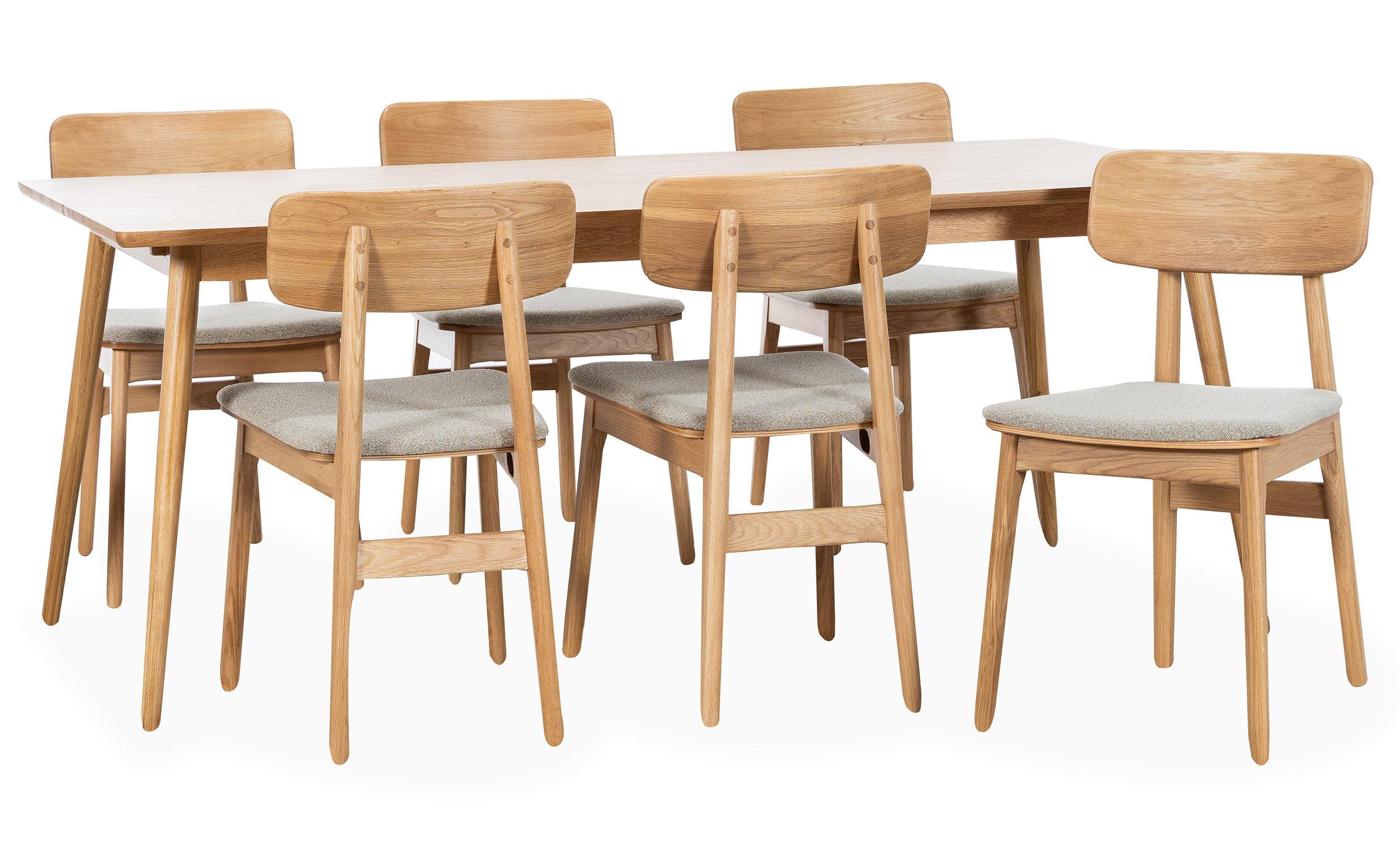 BLANCA 190/LINO Spisegruppe 6 Stoler Sand