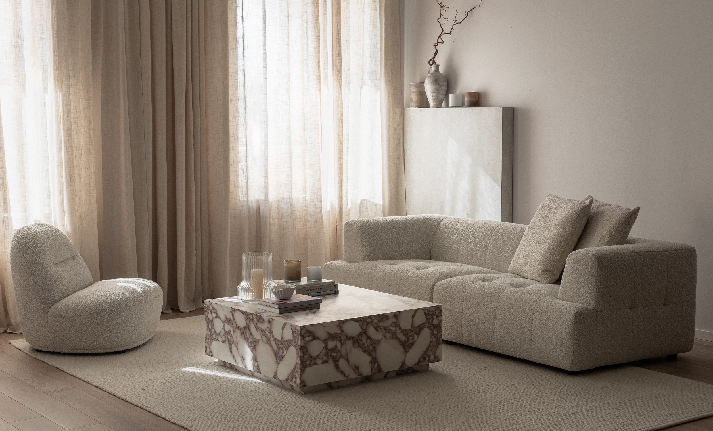 COCO 3-seters sofa Boucl Offwhite