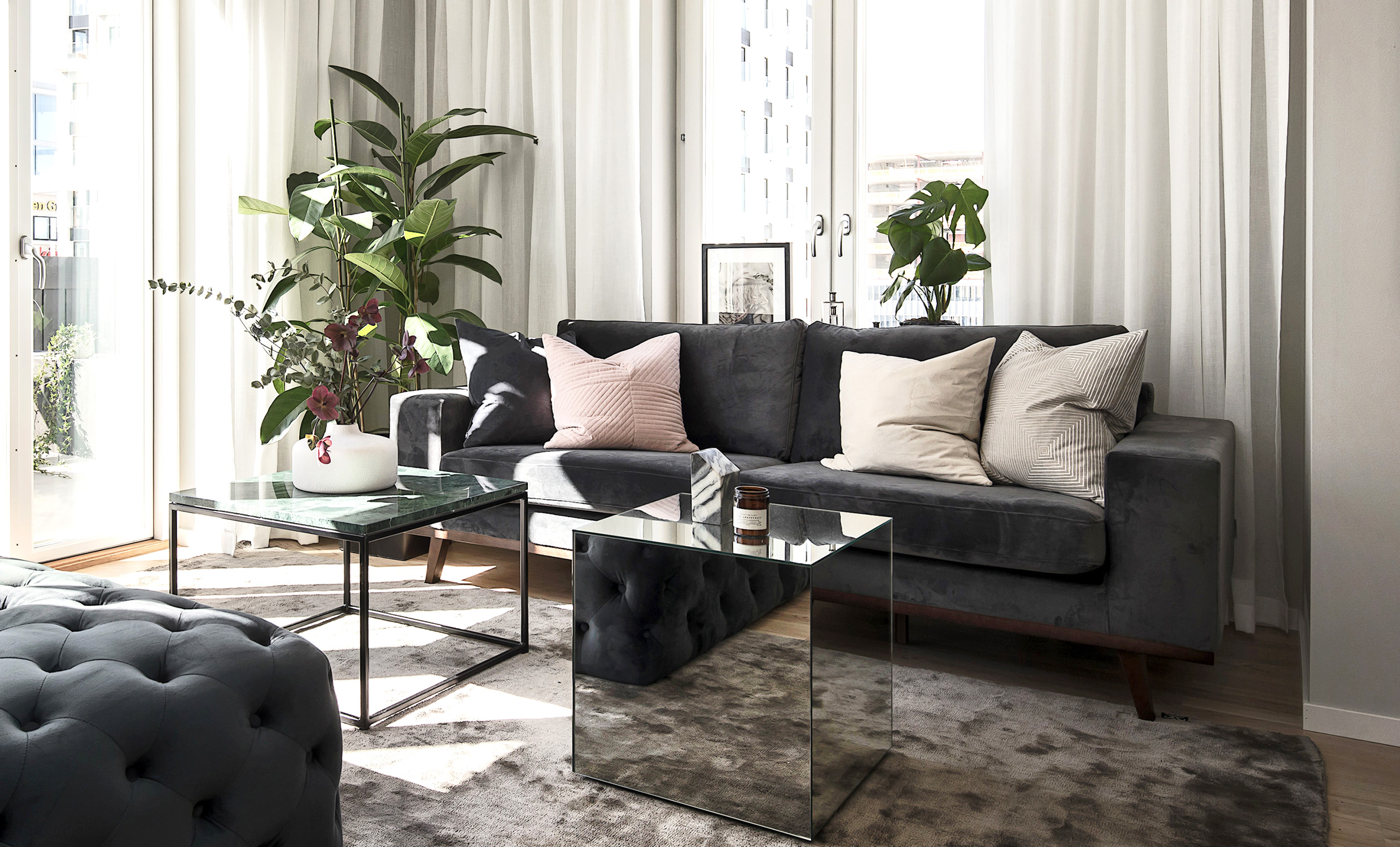 STOCKHOLM 3-seters sofa Velvet Edition Mrk gr