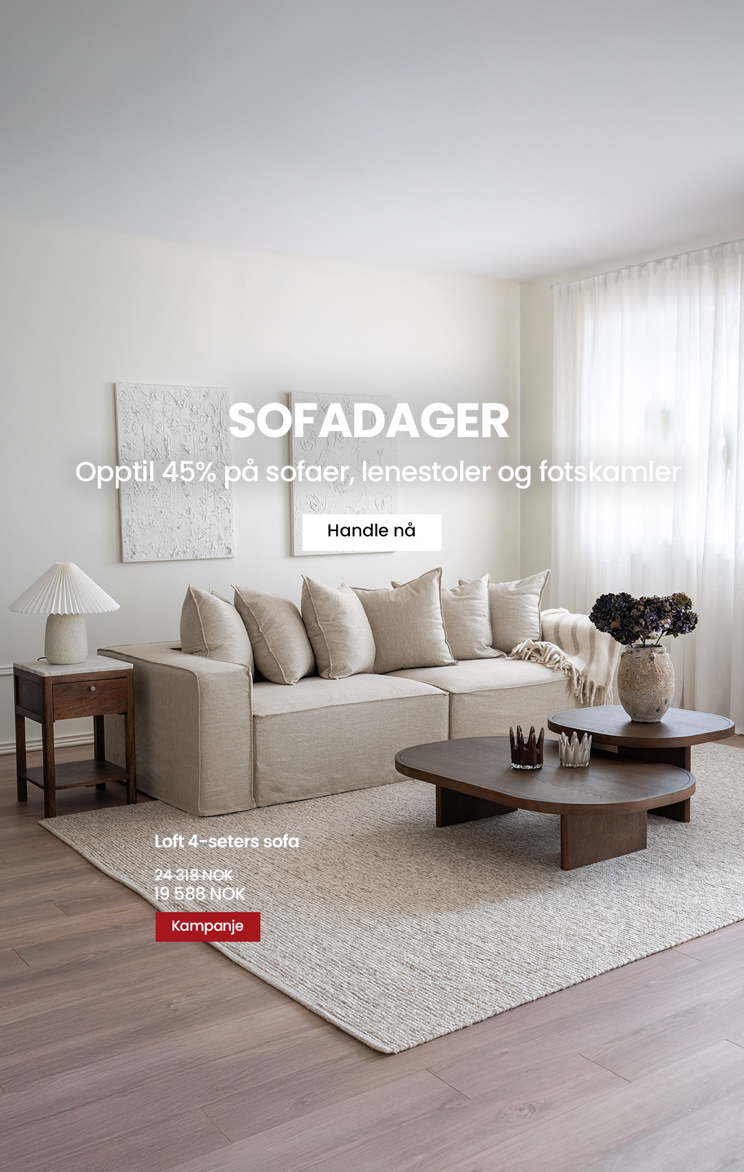 Sofadager - opptil 35% rabatt p sofaer, lenestoler og fotskamler