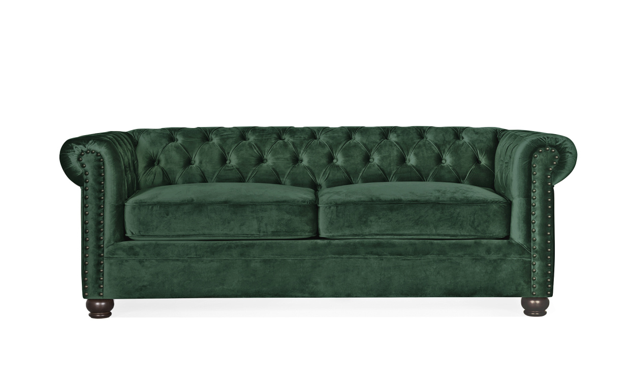 WINDSOR Chesterfield Sovesofa Flyel Grnn i gruppen Stue / Sofaer / Flyelssofaer hos Sofas & more (2328-HLR-57)