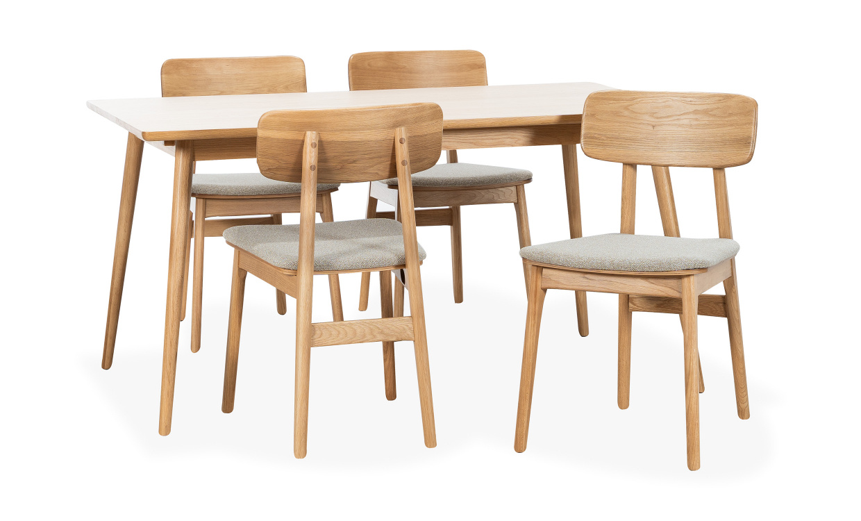 BLANCA 150/LINO Spisegruppe 4 Stoler Sand i gruppen Spiseplass / Spisegrupper / Spisegruppe 4 Stoler hos Sofas & more (43240200-38440205-4)