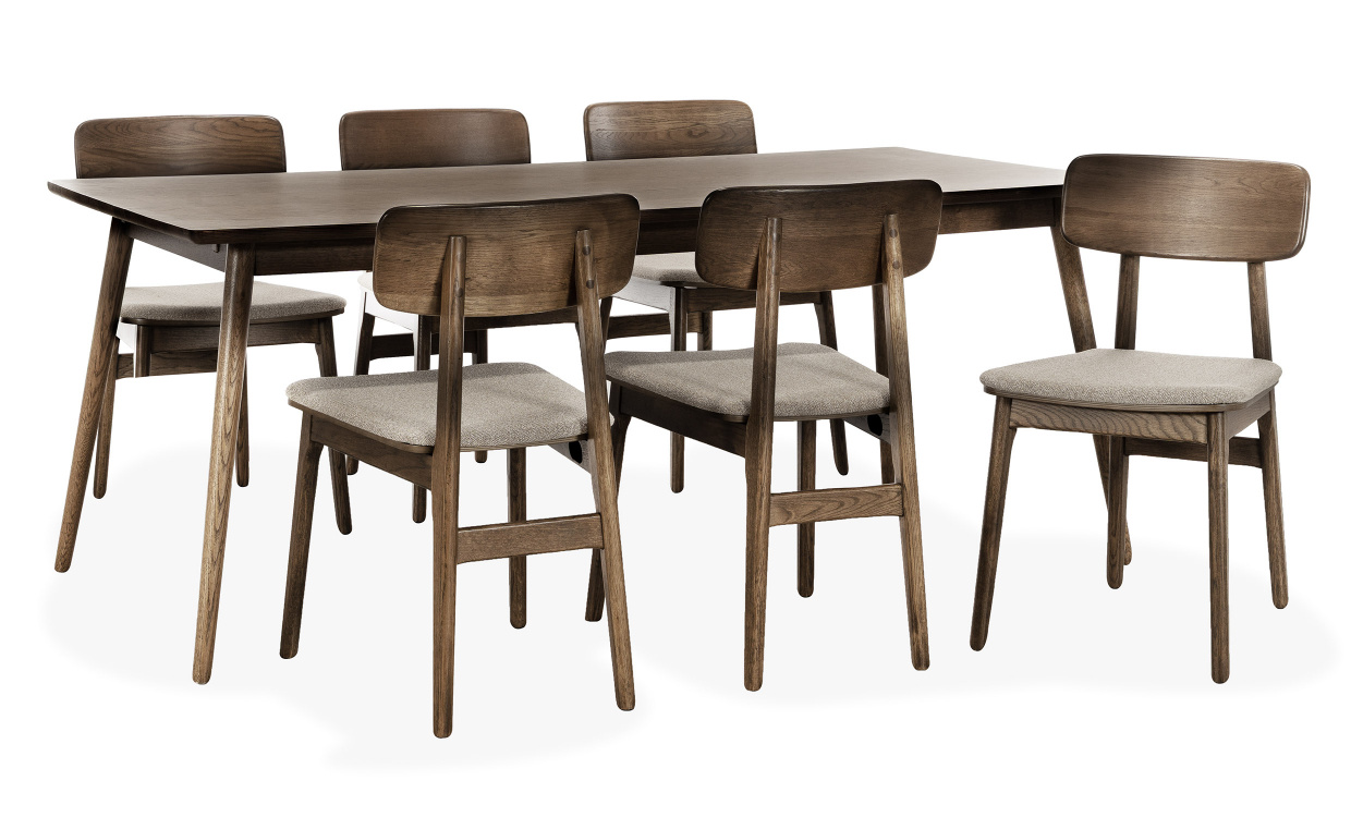 BLANCA 190/LINO Spisegruppe 6 Stoler M�rkebrun i gruppen Spiseplass / Spisegrupper / Spisegruppe 6 stoler hos Sofas & more (43242930-38444935-6)