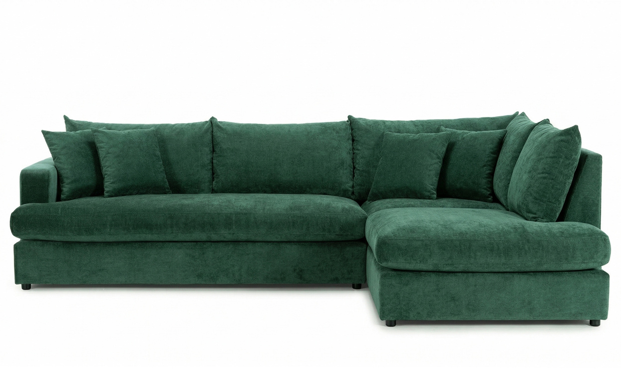 BOLNUEVO L-sofa Høyre Hel Pute Grønn i gruppen Stue / Sofaer / Hjørnesofaer hos Sofas & more (BOL-3A-1SCU-CON10)
