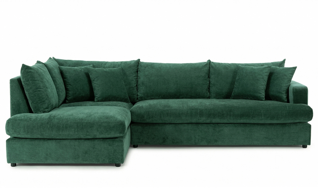BOLNUEVO L-sofa Venstre Hel Dyna Grønn i gruppen Stue / Sofaer / Hjørnesofaer hos Sofas & more (BOL-A3-1SCU-CON10)