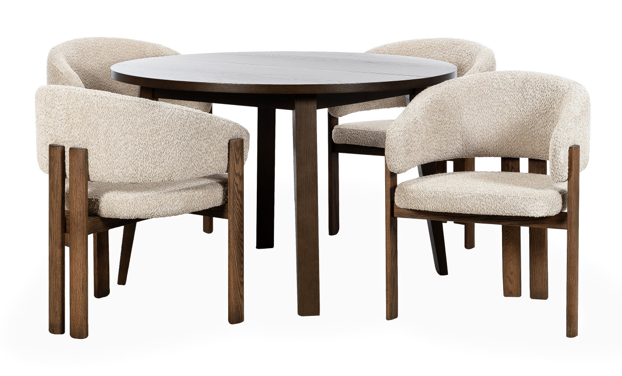 MATILDA 120/NODA Spisegruppe 4 Stolar Brun i gruppen Spiseplass / Bord / Spisegrupper / Spisegruppe 4 Stoler hos Sofas & more (MAT120-220VAL-NODA4)