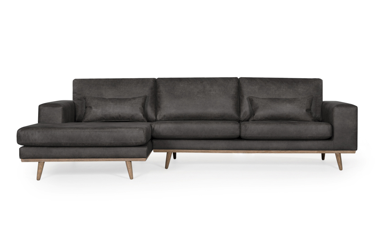 STOCKHOLM Leather Divansofa Venstre Antrasitt i gruppen Bestselgere / Utvalgte bestselgere / Stockholm hos Sofas & more (N-STD3EZ9OL)