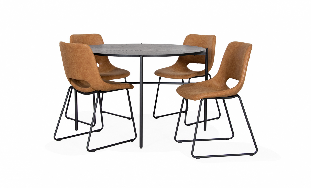 LANTA 120 Spisegruppe 4 Stoler Brun i gruppen Spiseplass / Bord / Spisegrupper / hos Sofas & more (SHDT10-CHAIR07)