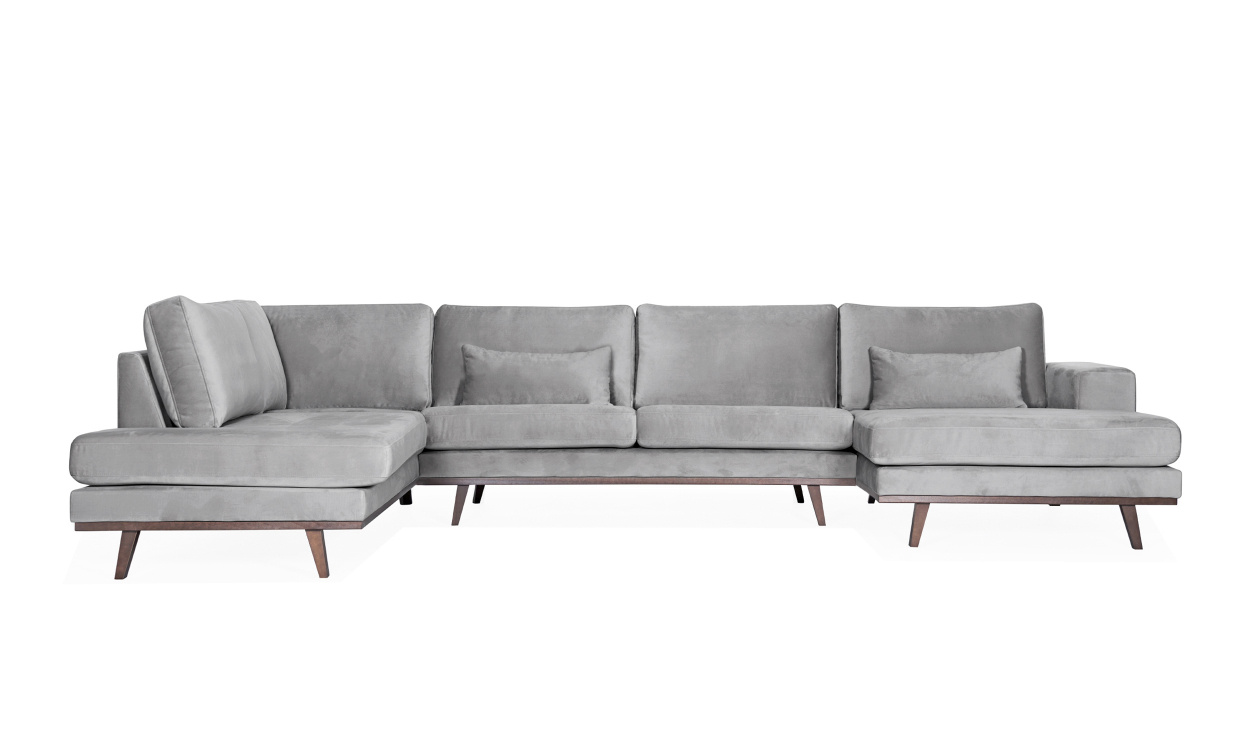 STOCKHOLM U-sofa Left Velvet Edition Lys gr i gruppen Stue / Sofaer / U-sofaer hos Sofas & more (STA3DRI91)