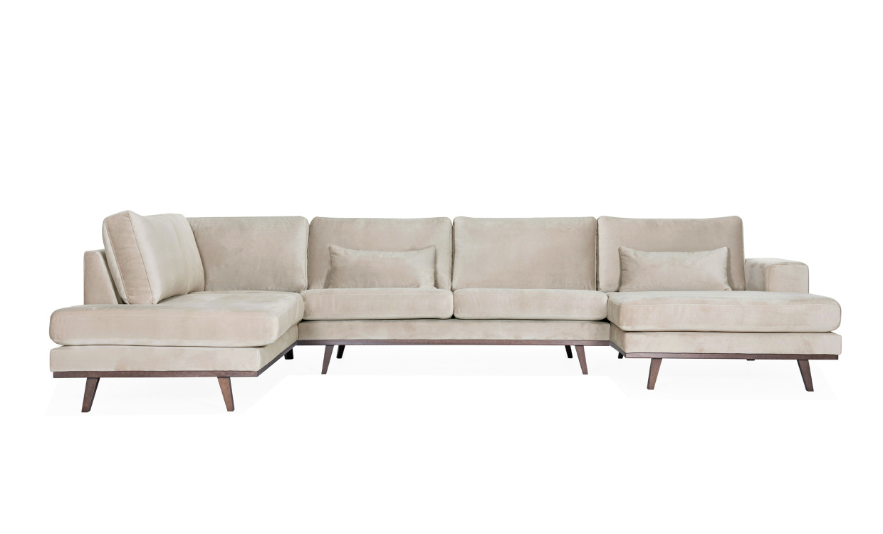 STOCKHOLM U-sofa Venstre Velvet Edition Greige i gruppen Stue / Sofaer / U-sofaer hos Sofas & more (STA3DSA02)