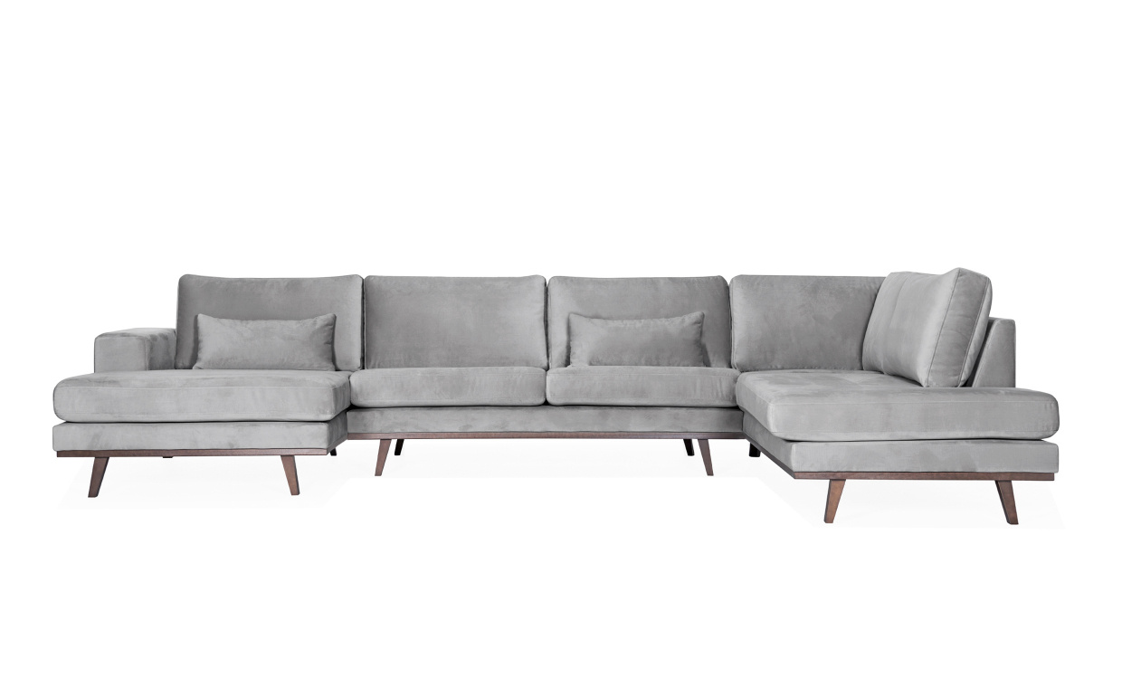 STOCKHOLM U-sofa Hyre Velvet Edition Lys gr i gruppen Bestselgere / Utvalgte bestselgere / Stockholm hos Sofas & more (STD3ARI91)