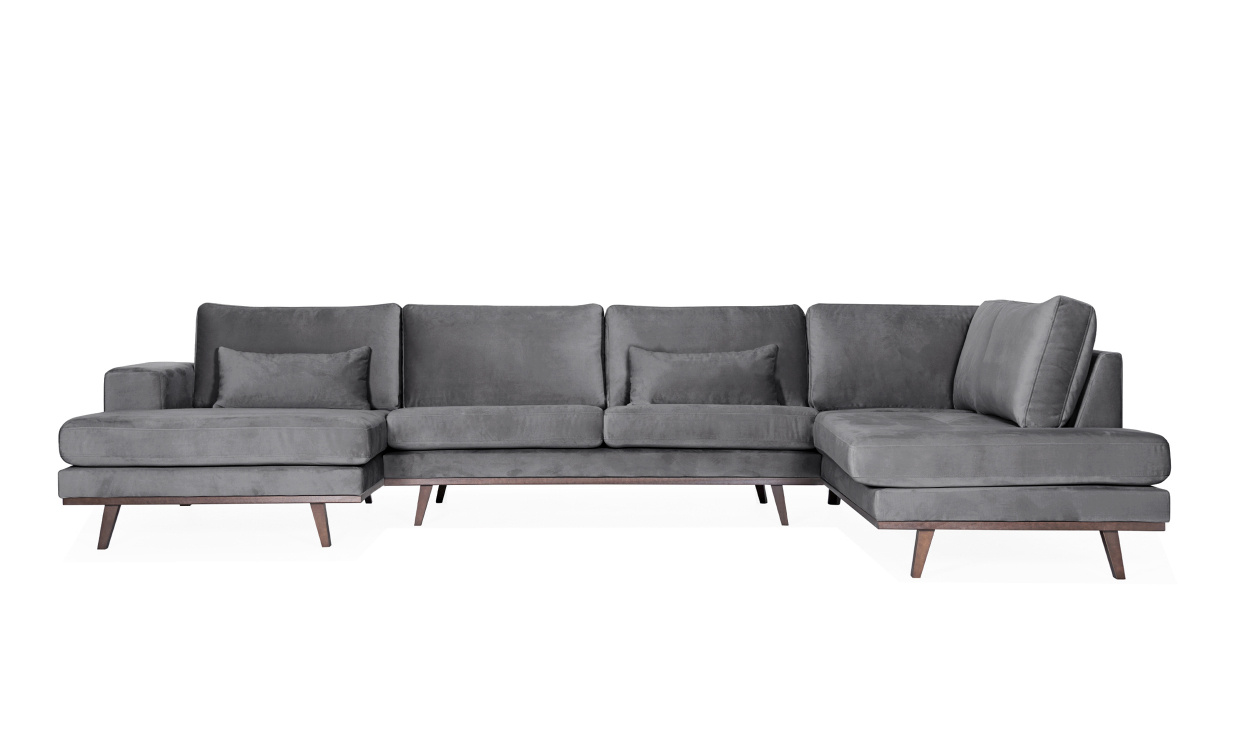 STOCKHOLM U-sofa Hyre Velvet Edition Mrk gr i gruppen Bestselgere / Utvalgte bestselgere / Stockholm hos Sofas & more (STD3ARI96)