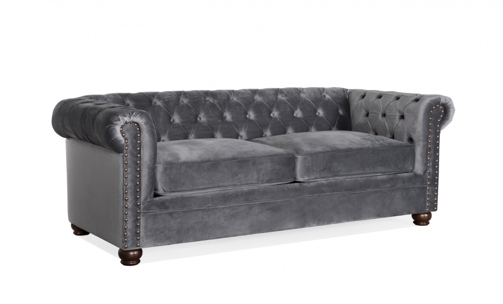 WINDSOR Chesterfield Sovesofa Flyel Gr i gruppen Stue / Sofaer / Flyelssofaer hos Sofas & more (2328-HLR-21)