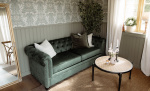 Bytt til bilde nr. 3 (WINDSOR Chesterfield Sovesofa Flyel Grnn)
