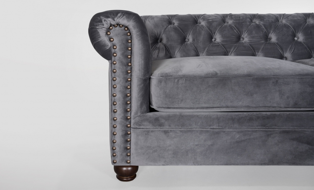 WINDSOR Chesterfield Sovesofa Flyel Grnn i gruppen Stue / Sofaer / Flyelssofaer hos Sofas & more (2328-HLR-57)