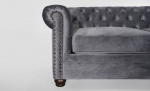 Bytt til bilde nr. 7 (WINDSOR Chesterfield Sovesofa Flyel Bl)