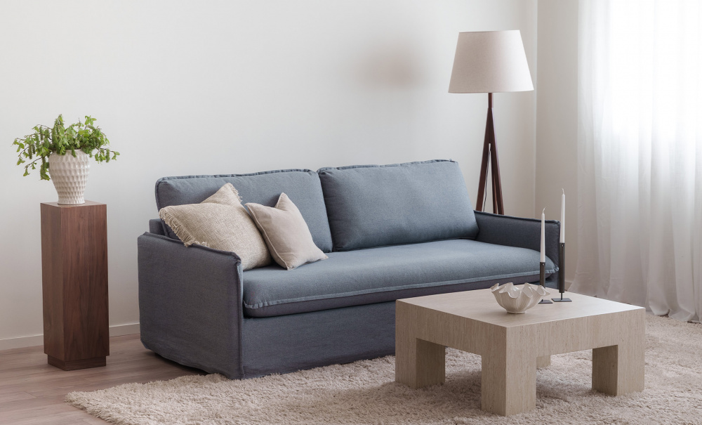 SANDE Sovesofa Denimblå i gruppen Stue / Sofaer / Sovesofaer hos Sofas & more (3193-SAN3S-06741D)