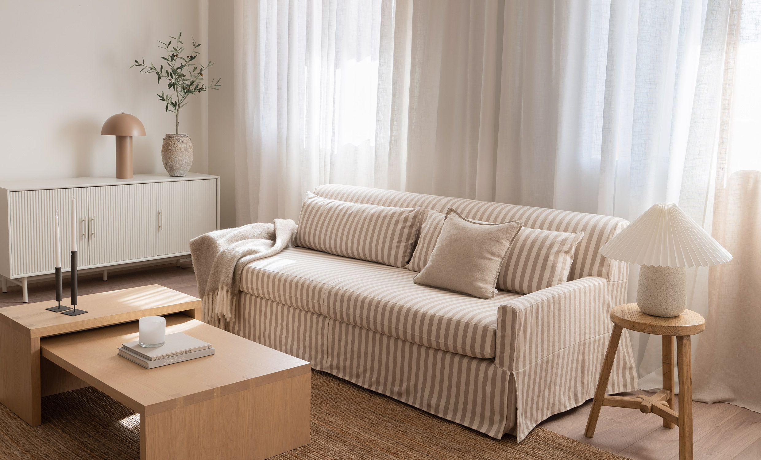 TOFTE Sovesofa Stripete Beige