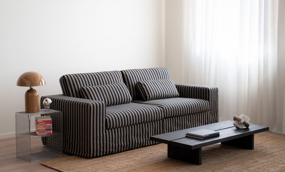 VIKELAND 3-seters sofa Stripete Beige/Svart i gruppen Stue / Sofaer / 3-seters sofaer hos Sofas & more (3196-VIK3S-0677A)