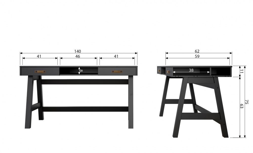 Dian skrivebord svart i gruppen Stue / Sofabord / Sidebord hos Sofas & more (340813-Z)