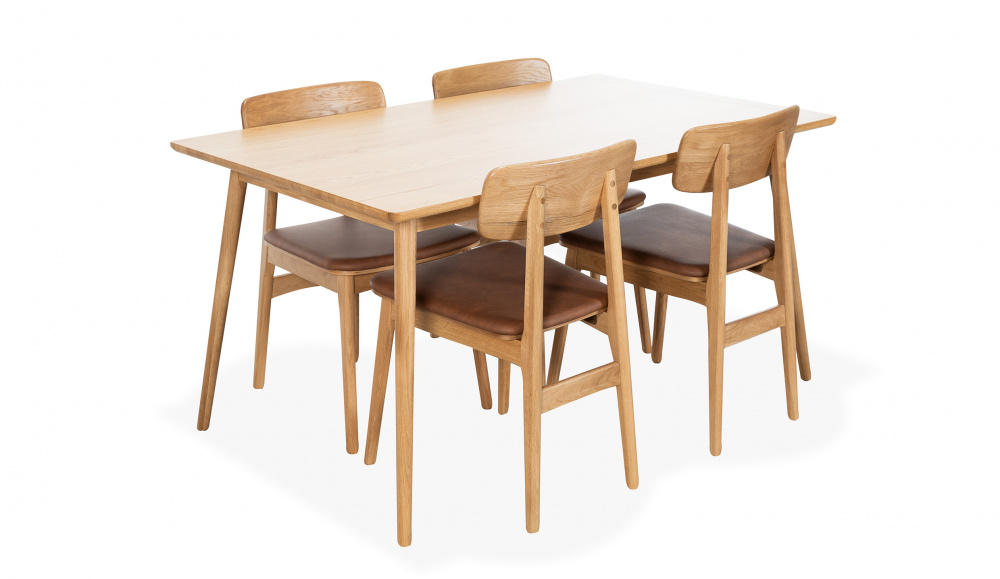 Bilde nr 2 (BLANCA 150/LINO Spisegruppe 4 Stoler Eik/Brun)