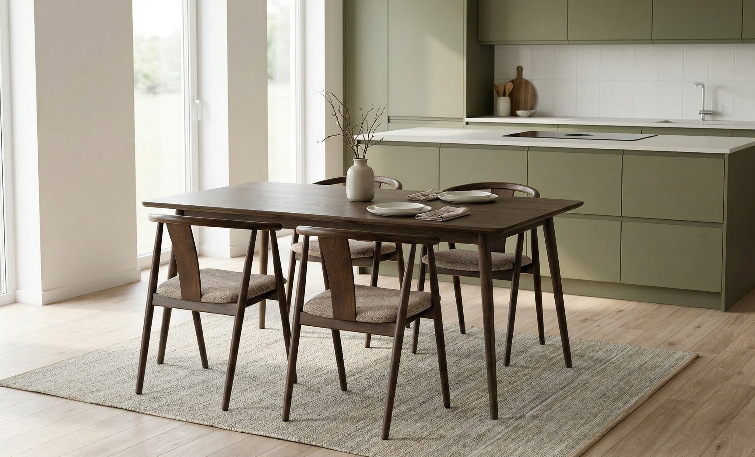 BLANCA 150/LINA Spisegruppe 4 Stoler Valn�ttbrun