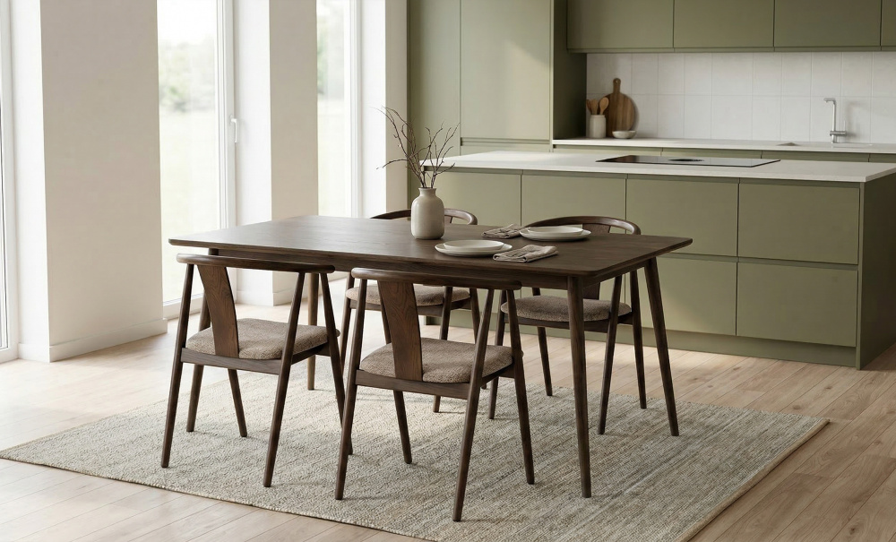 Bilde nr 2 (BLANCA 150/LINA Spisegruppe 4 Stoler Valn�ttbrun)