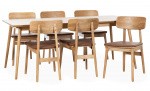 Bytt til bilde nr. 1 (BLANCA 190/LINO Spisegruppe 6 Stoler Eik/Brun)