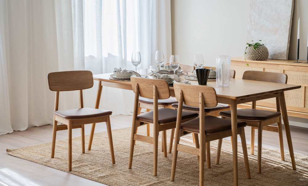 Bilde nr 2 (BLANCA 190/LINO Spisegruppe 6 Stoler Eik/Brun)