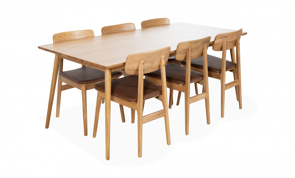 Bilde nr 4 (BLANCA 190/LINO Spisegruppe 6 Stoler Eik/Brun)